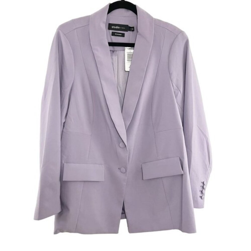 Torrid Studio Lilac Purple Refined Crepe Classic Long Line Blazer Women's 2X NEW